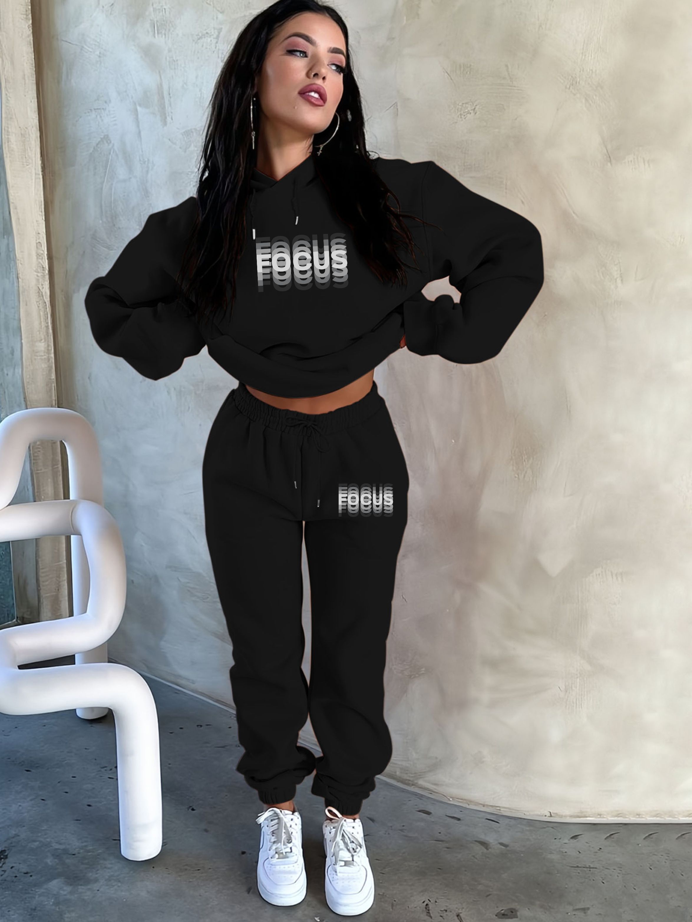 Women'S Fashion Sweatshirts - Female Winter Warm Fleece Thick 2Pcs