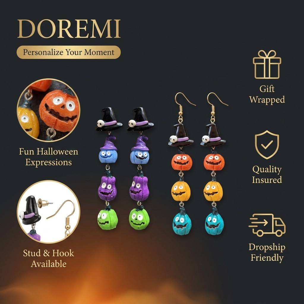 Women Fashion Fun - DOREMI Waterproof Stainless Steel Halloween Earrings