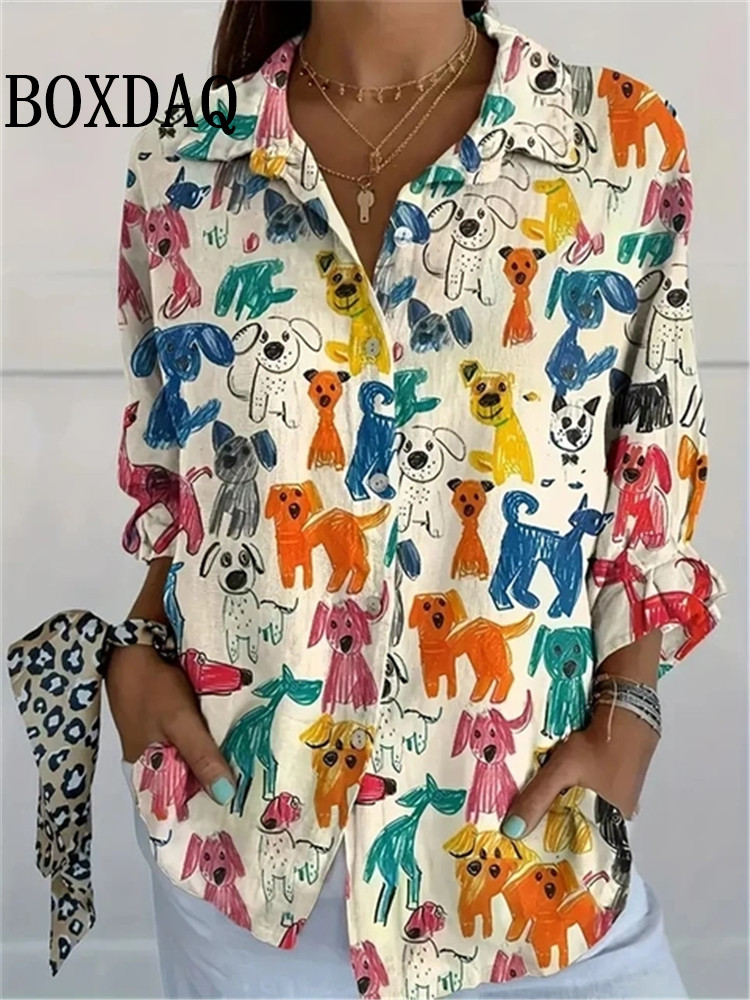 Women Fashion Fun - New Women's Spring Shirt Fun Puppy