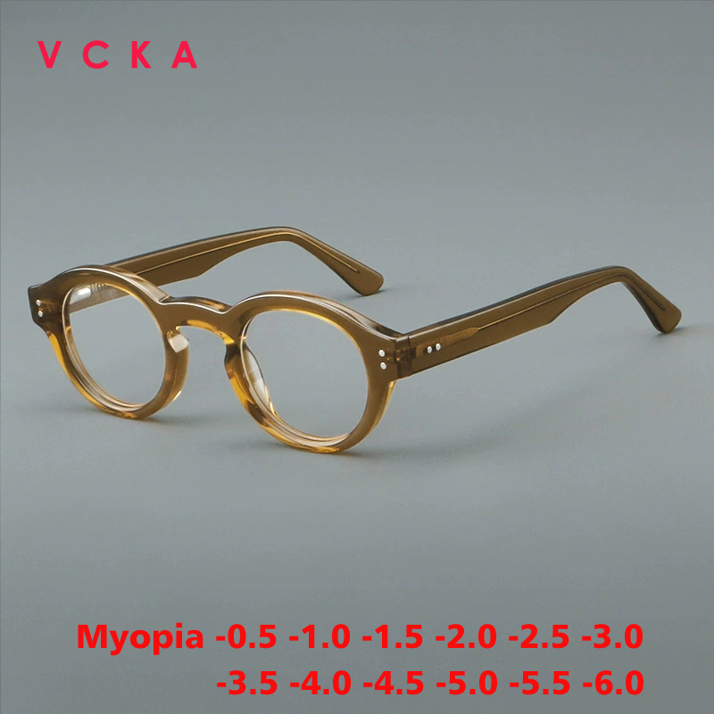 Women'S Fashion Glasses With Clear Lenses - VCKA Fashion Acetate Round Myopia Glasses