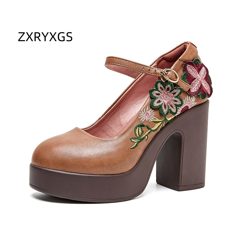 Women'S Fashion Layering - ZXRYXGS Top Layer Cowhide Embroidered Flowers