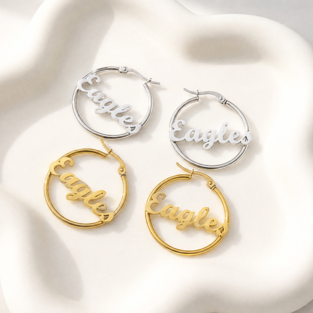 Custom Name Hoop Earrings For  - огляд і ціна Women Fashion Fun