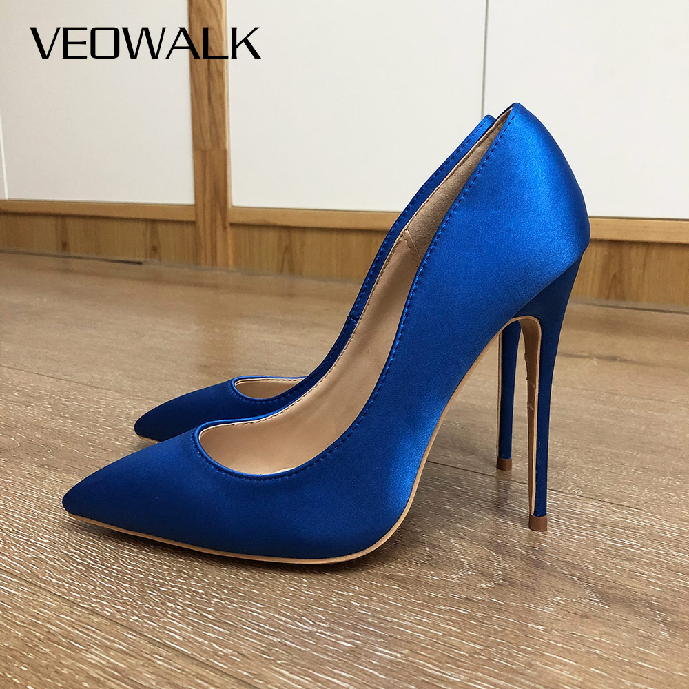 Veowalk Royal Blue Women Silk  - огляд і ціна Slip Dress Satin
