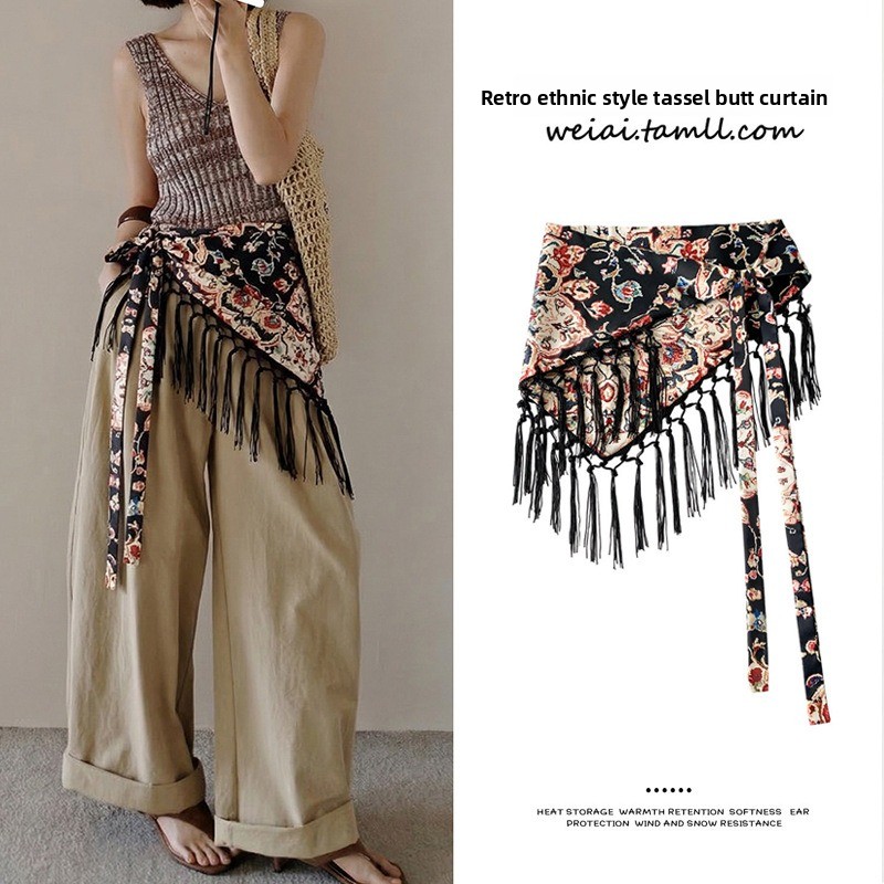 Tassel Tie Waist Seal Printed  - огляд і ціна Women'S Fashion Layering