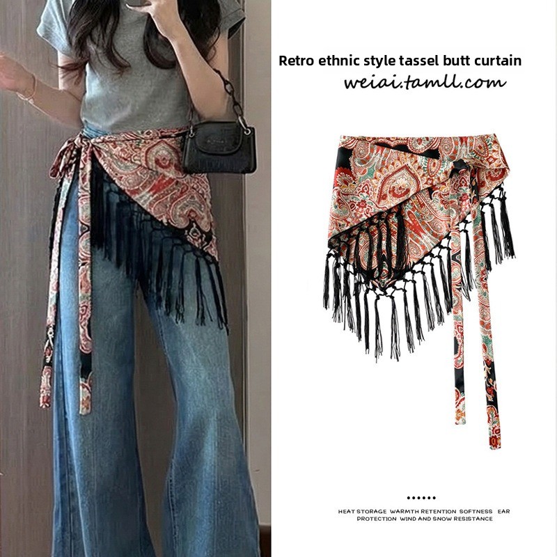 Tassel Tie Waist Seal Printed  - огляд і ціна Women'S Fashion Layering