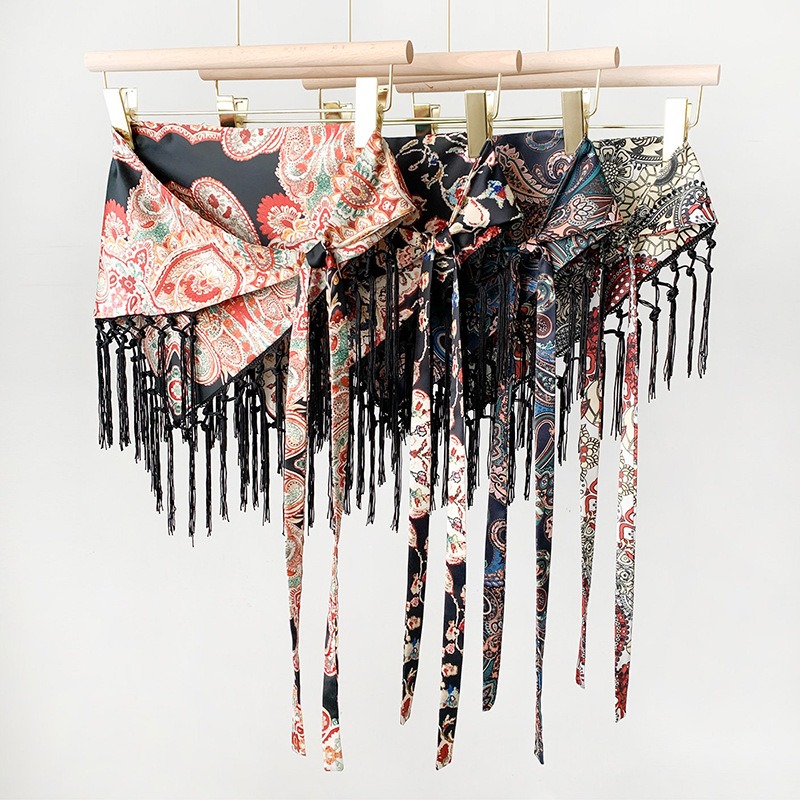 Tassel Tie Waist Seal Printed  - огляд і ціна Women'S Fashion Layering