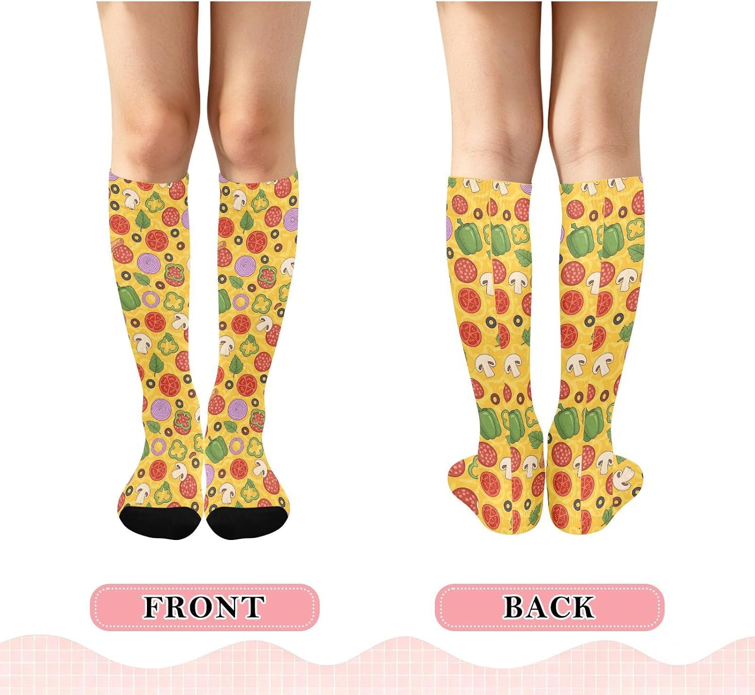 Pizza Topping Print Knee High  - огляд і ціна Women Fashion Fun