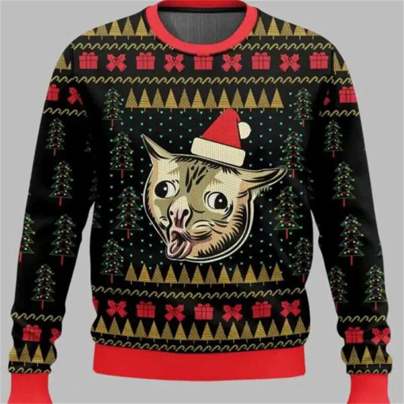 2026 Funny Cat Pattern Ugly Ch - огляд і ціна Women'S Fashion Sweatshirts