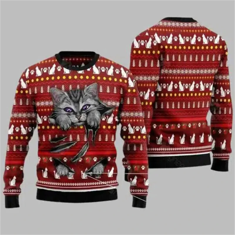 2026 Funny Cat Pattern Ugly Ch - огляд і ціна Women'S Fashion Sweatshirts