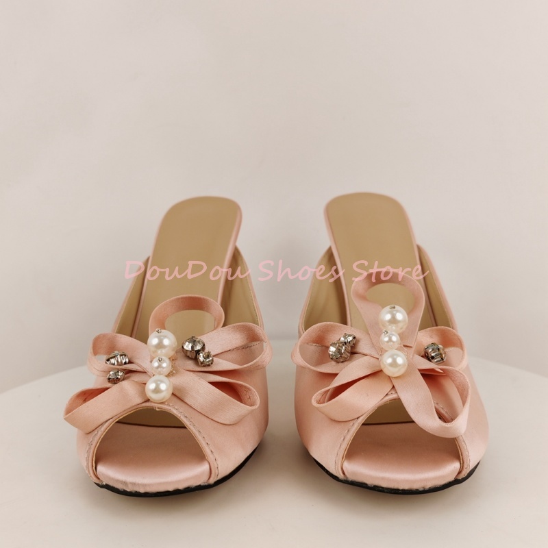 Pink Satin Bow Pearl Rhineston - огляд і ціна Slip Dress Satin