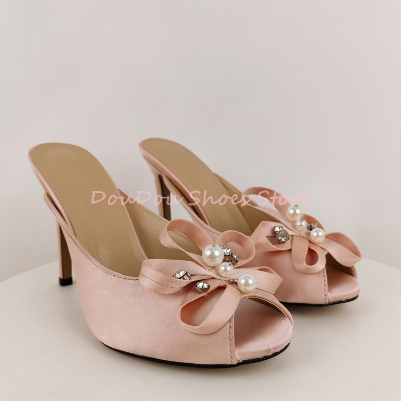 Pink Satin Bow Pearl Rhineston - огляд і ціна Slip Dress Satin