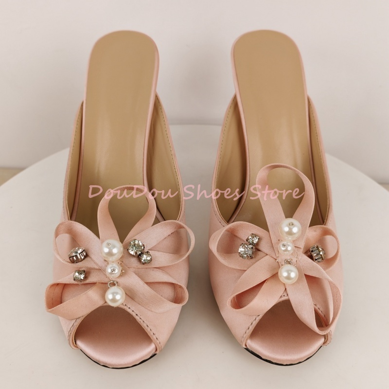 Pink Satin Bow Pearl Rhineston - огляд і ціна Slip Dress Satin